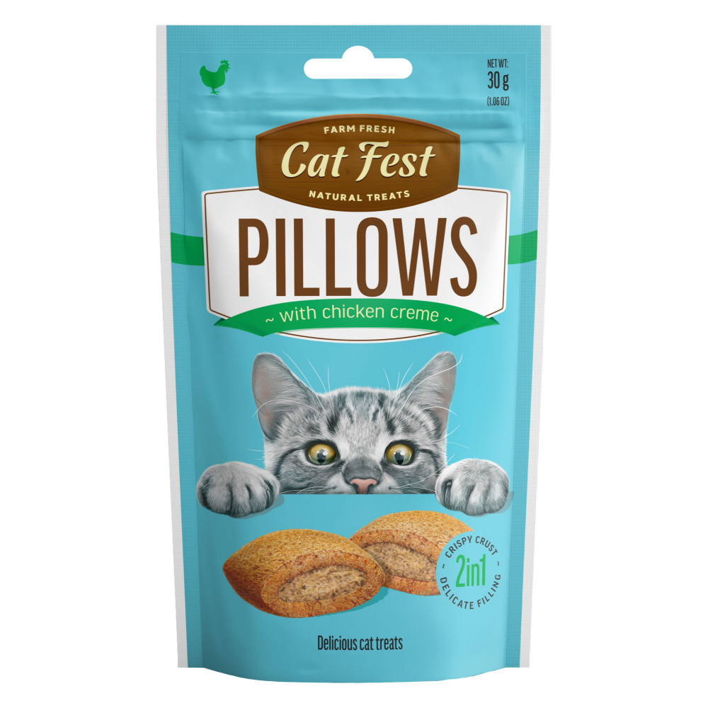 Catfest Pillows with Chicken Cream Cat Treats
