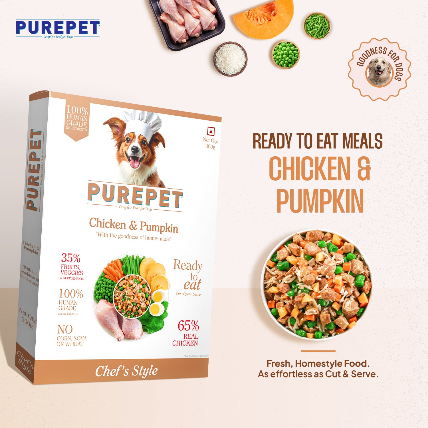 Purepet Chicken and Pumpkin Fresh Food for Dogs Sample Purepet