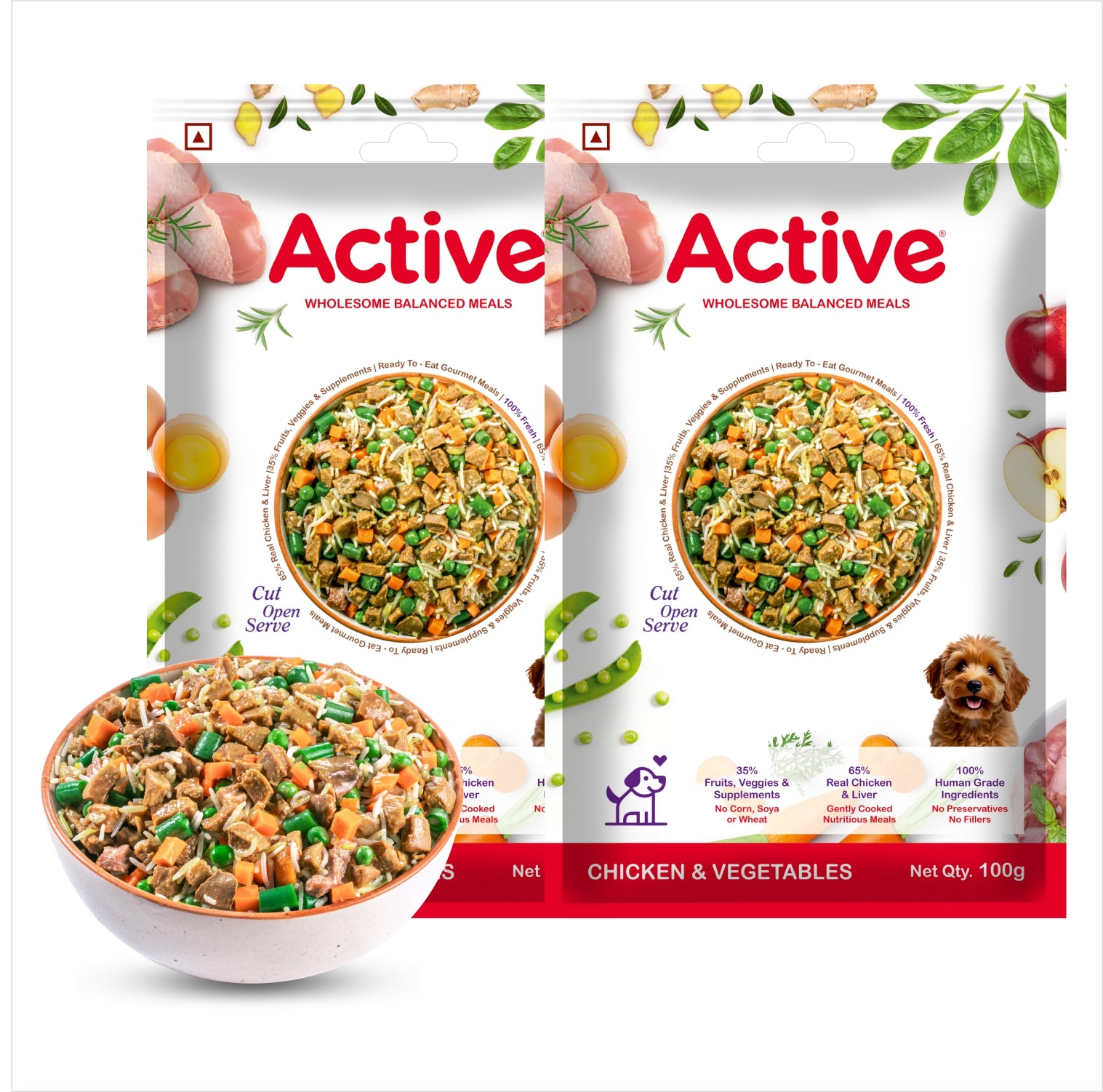 Active Chicken and Vegetable Biryani Fresh Food for Dogs (Buy 1 Get 1) Dogs-Fresh Food Active