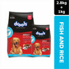 Drools Fish and Rice Adult Dog Dry Food Dogs- Dry Food Drools 2.8kg+1kg (Free)