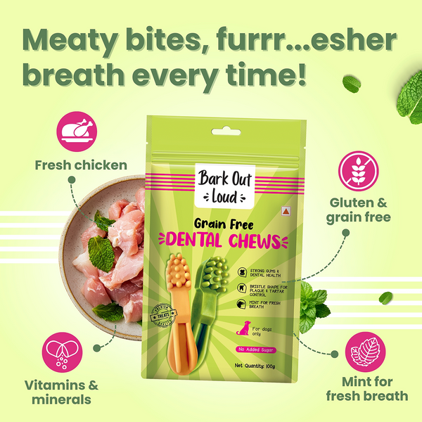Bark Out Loud by Vivaldis Grain Free Chicken Dental Chews Dog Treats