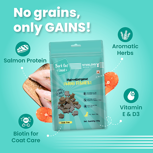 Bark Out Loud by Vivaldis Mini Fishes Grain Free & Hypoallergenic Dog Treats Sample Bark Out Loud