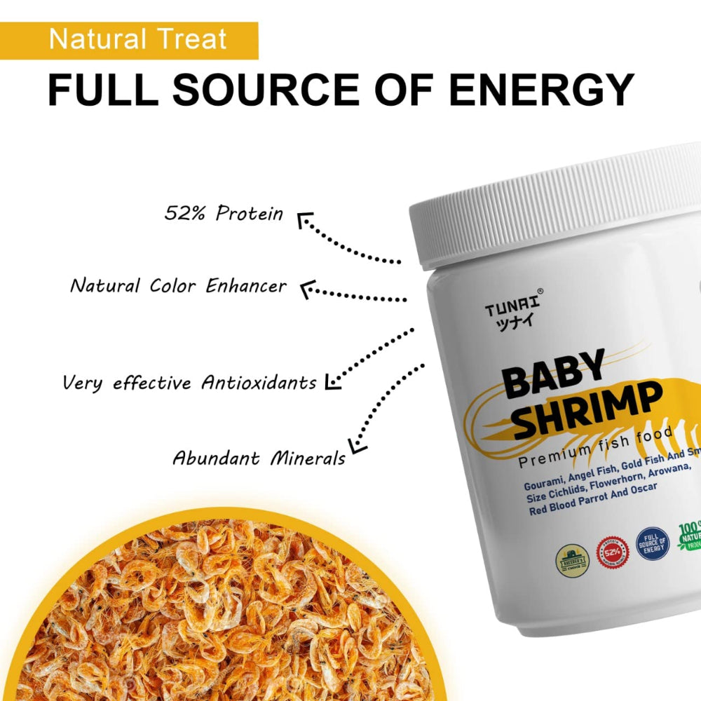 Tunai Chemmeen Whole Sun Dried Shrimps Treat for Fish and Turtle Fish Tunai