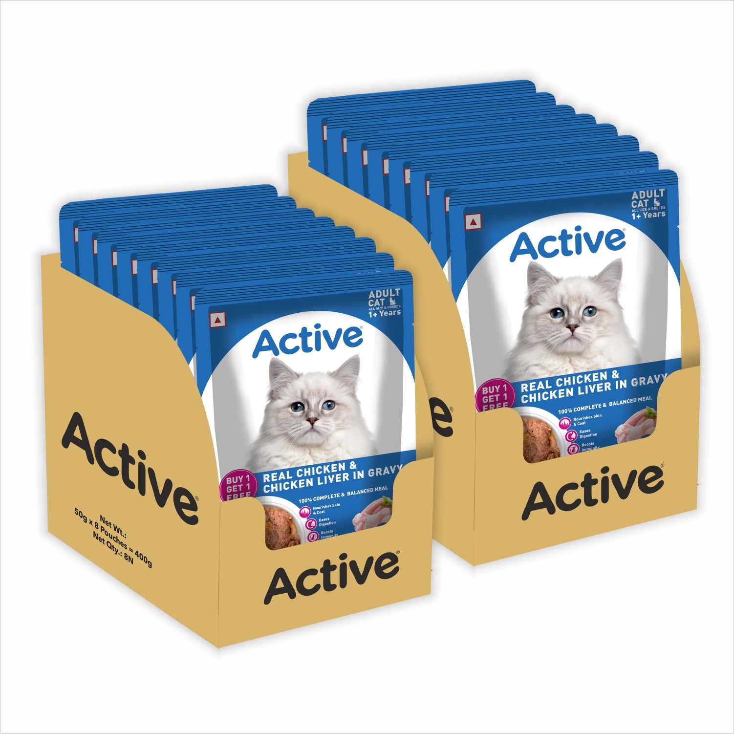 Active Real Chicken & Chicken Liver in Gravy Adult Cat Wet Food ( Buy 1 Get 1) Cats-Wet Food Active