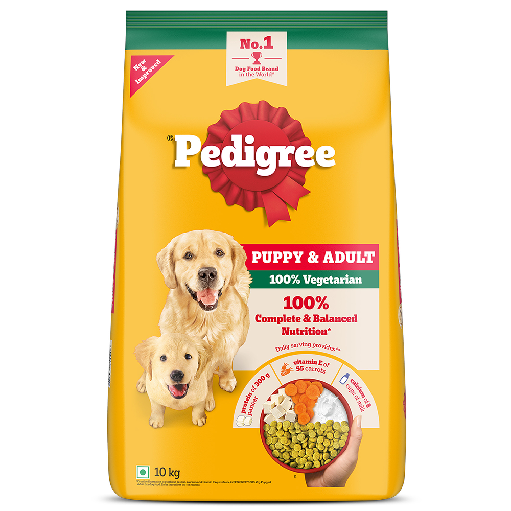 Pedigree Dog Food Combo |100% Vegetarian Dry & Chicken & Liver Wet Dogs- Dry Food Pedigree 10kg+15x70g