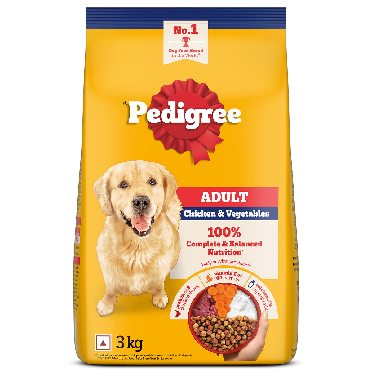 Pedigree Chicken and Vegetables Adult Dog Dry Food Dogs- Dry Food Pedigree 3kg