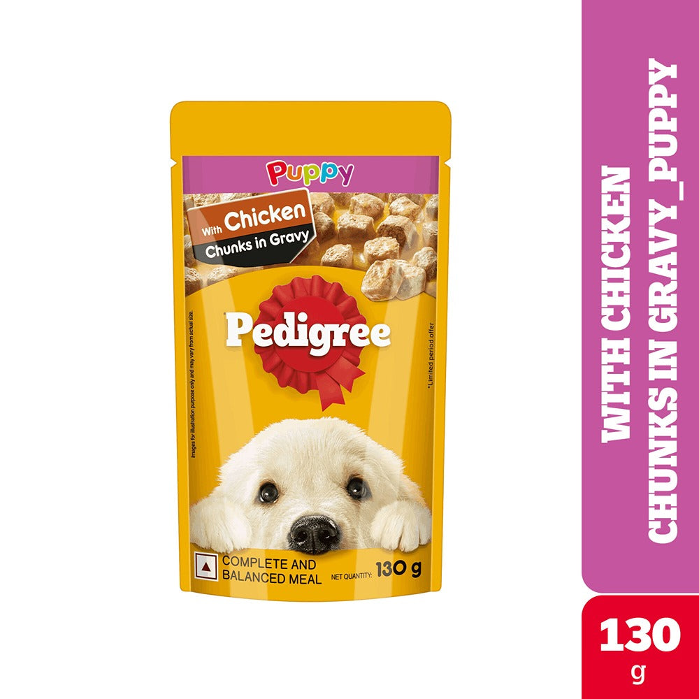 Pedigree Chicken Chunks in Gravy Pouch Puppy Dog Wet Food (130g)