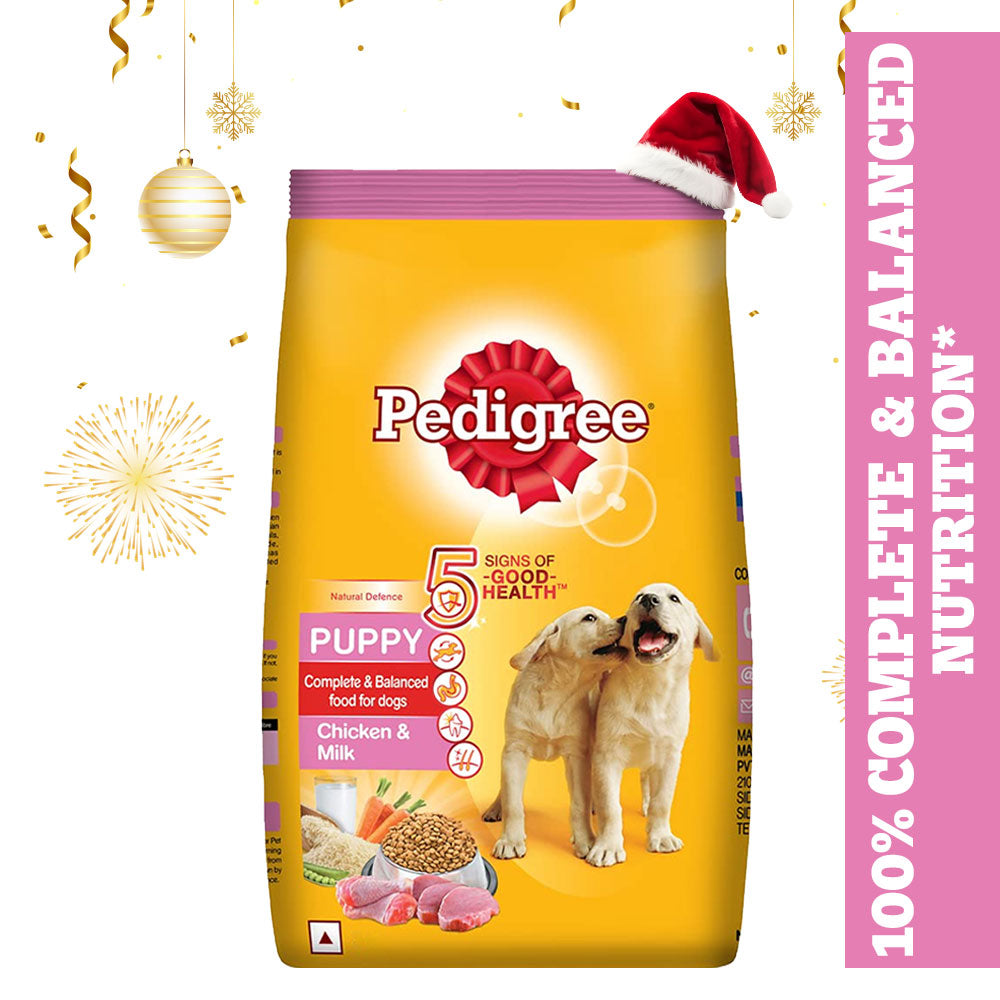 Pedigree Chicken and Milk and Chicken Chunks in Gravy Puppy Dry and Wet Food Combo