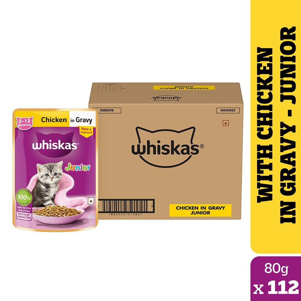Whiskas Chicken in Gravy Meal Kitten Cat Wet Food Cats-Wet Food Whiskas 112x80g