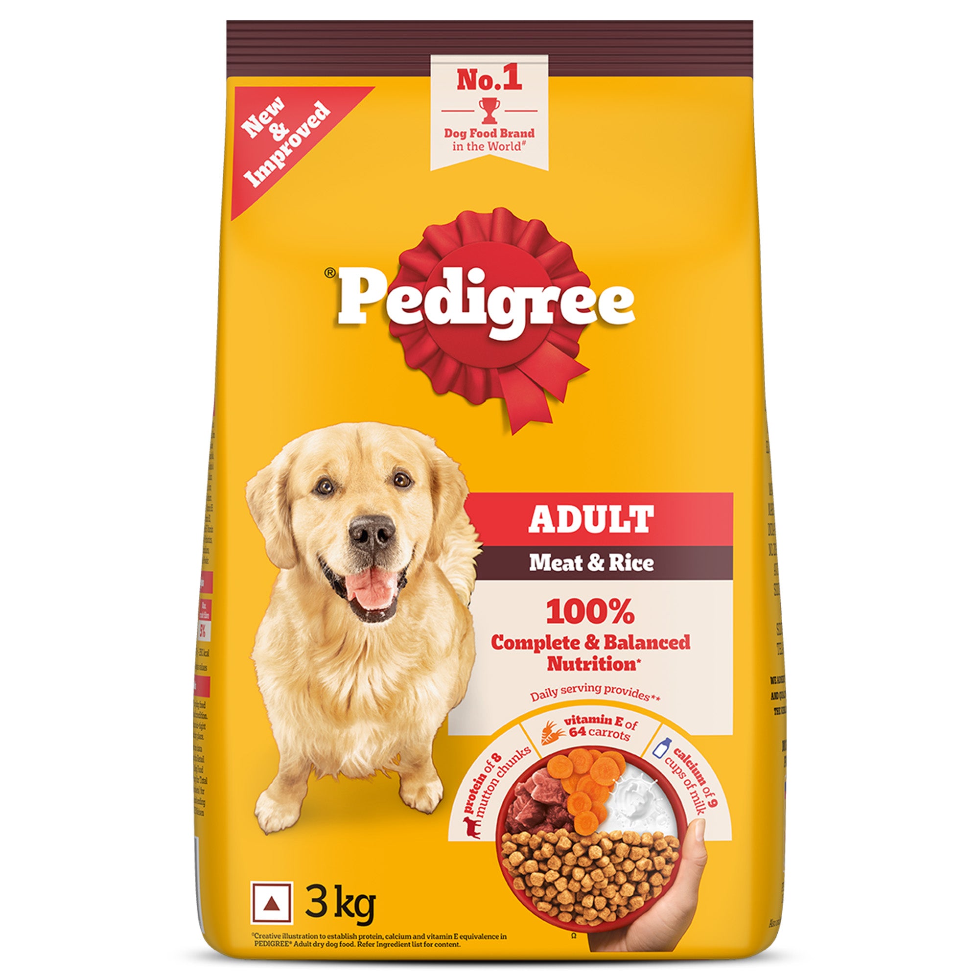 Pedigree Meat & Rice Adult Dog Dry Food Dogs- Dry Food Pedigree 3kg