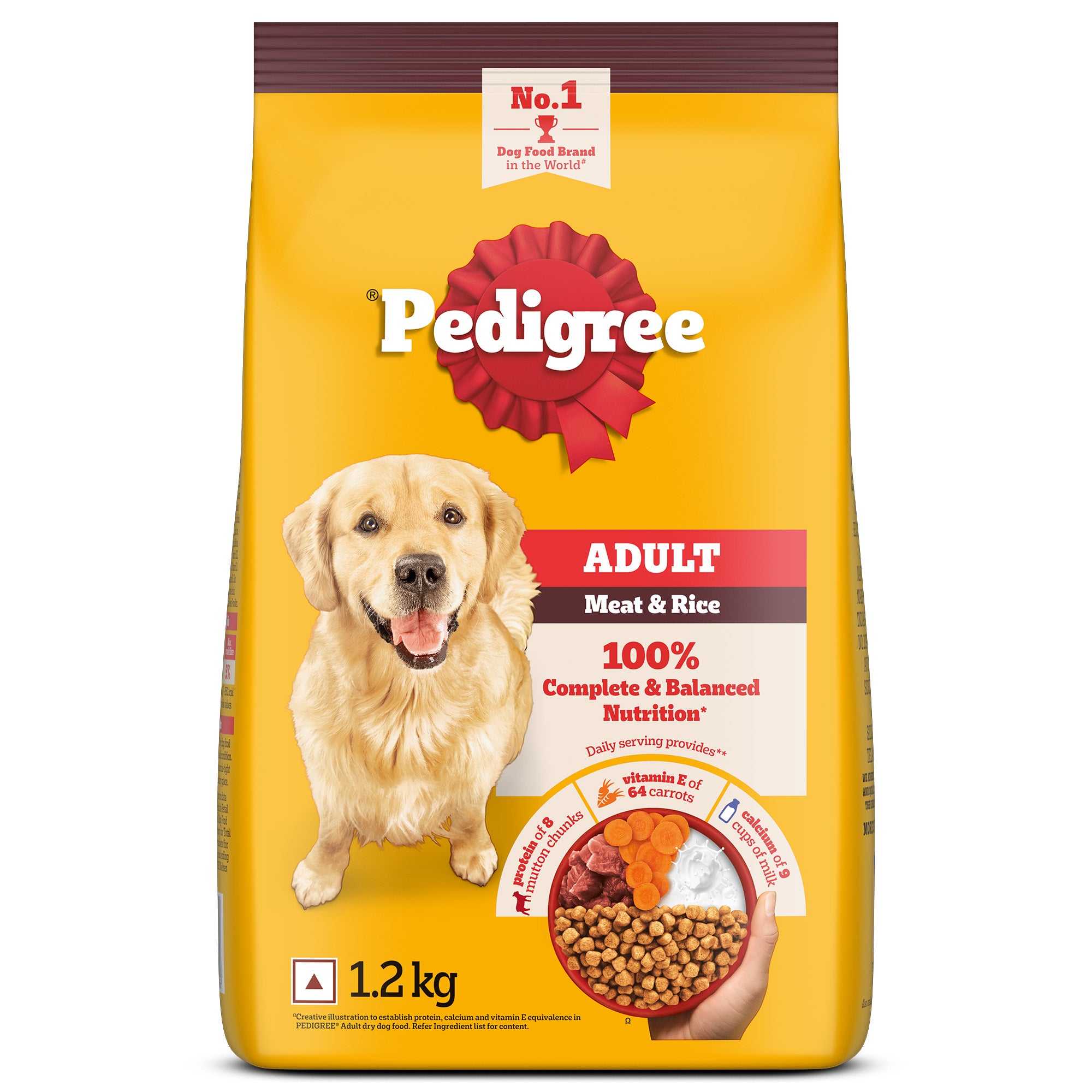 Pedigree Meat & Rice Adult Dog Dry Food Dogs- Dry Food Pedigree 1.2kg