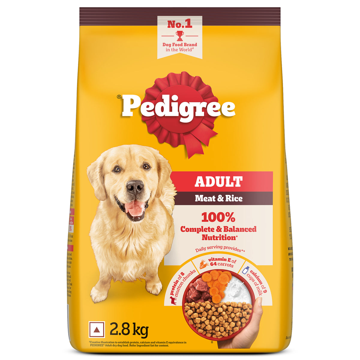 Pedigree Meat & Rice Adult Dog Dry Food Dogs- Dry Food Pedigree 2.8kg