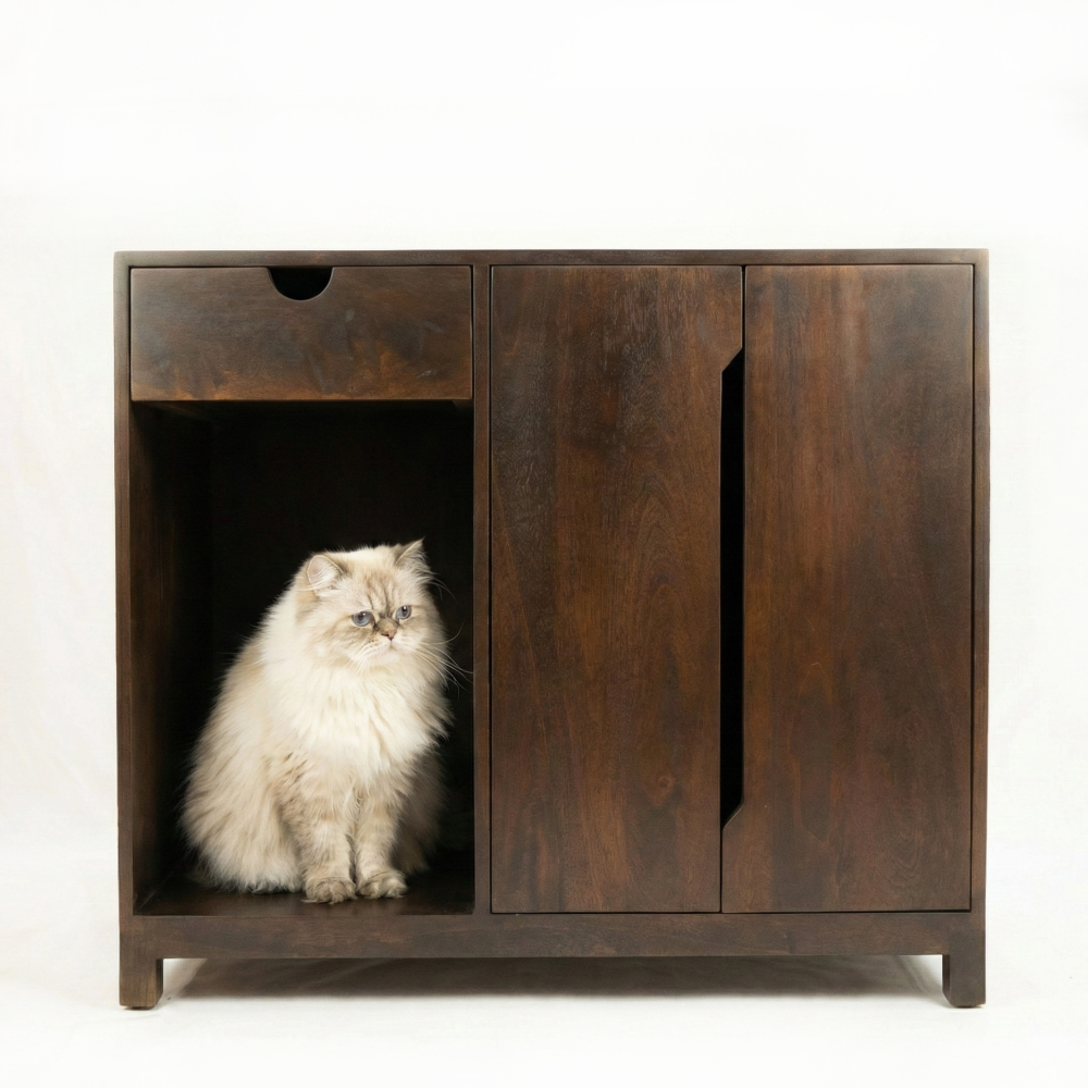 FurryLiving Paco Litter Cabinet for Cats (Dark Brown) Cats-Furniture FurryLiving Dropship 36x19x30in
