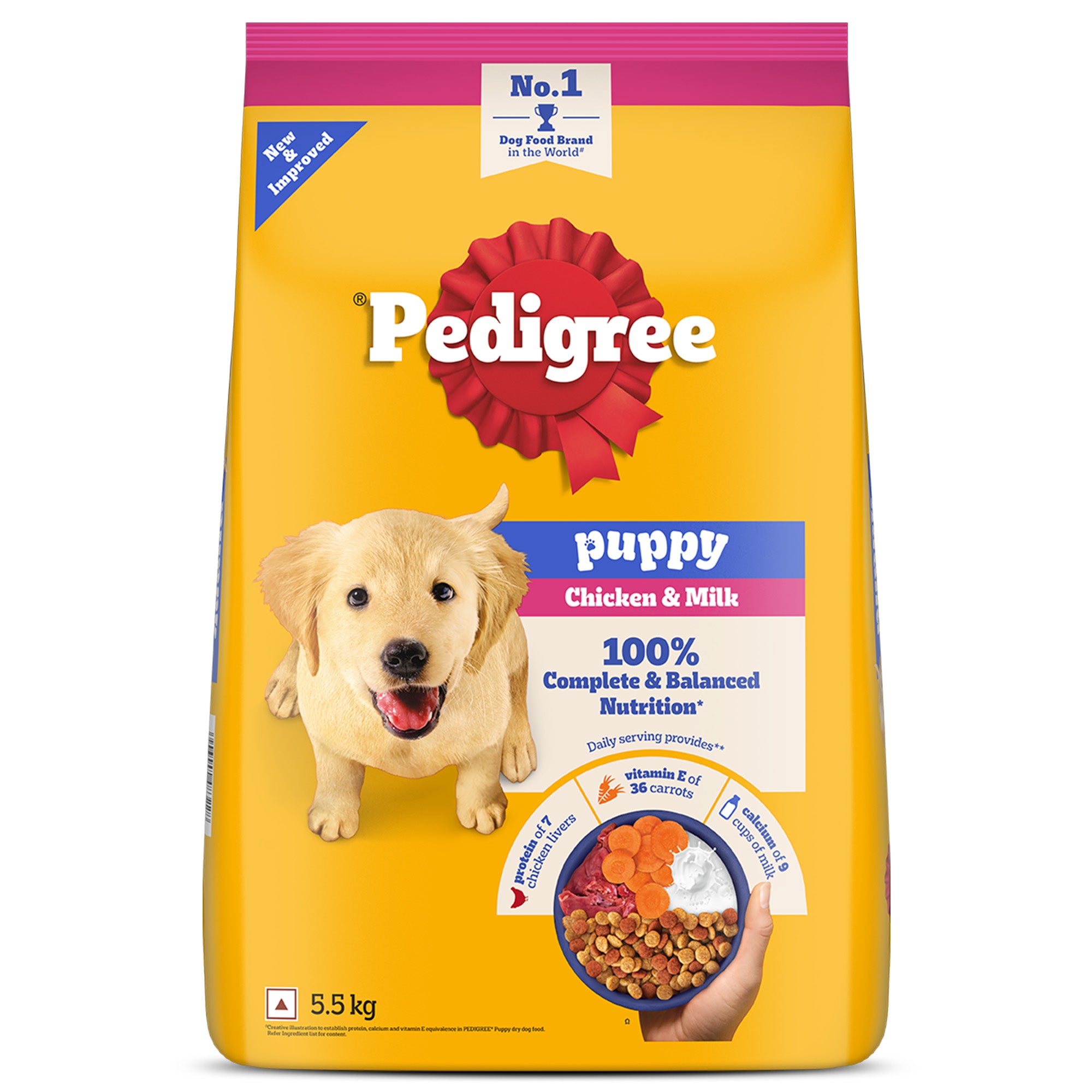Pedigree Chicken and Milk Puppy Dog Dry Food Dogs- Dry Food Pedigree 5.5kg