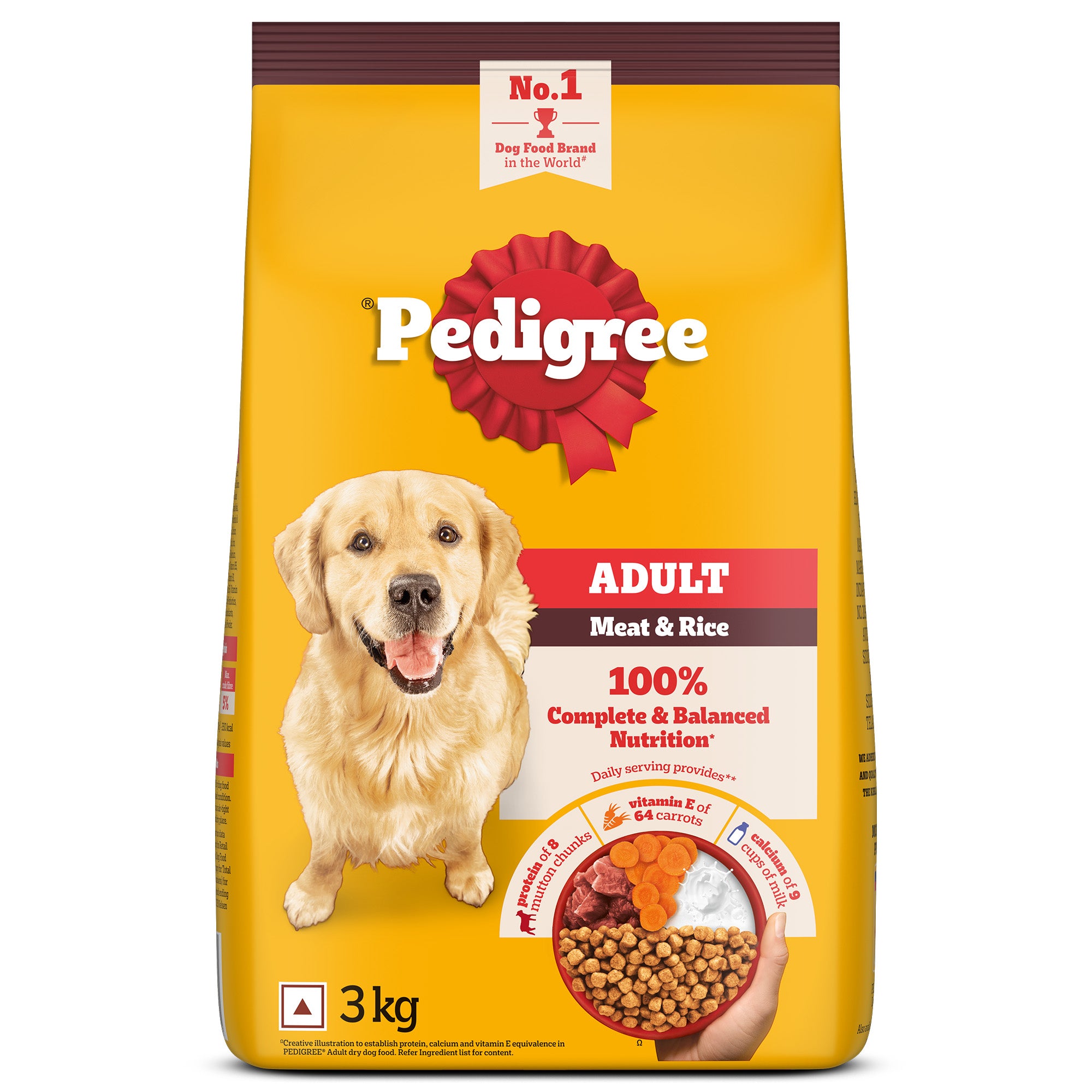 Pedigree Meat & Rice Adult Dog Dry Food Dogs- Dry Food Pedigree 3kg