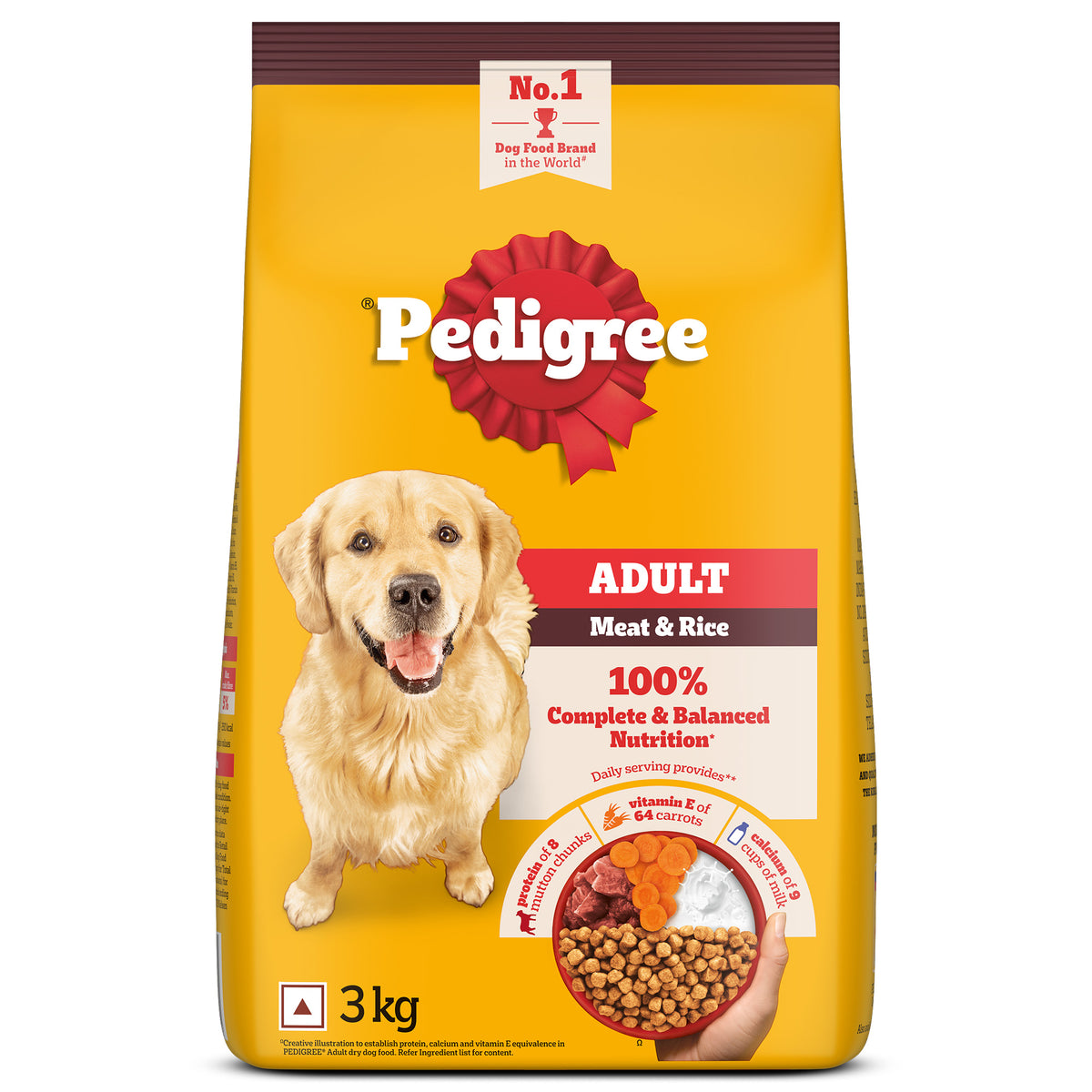 Pedigree Meat & Rice Adult Dog Dry Food Dogs- Dry Food Pedigree 3kg