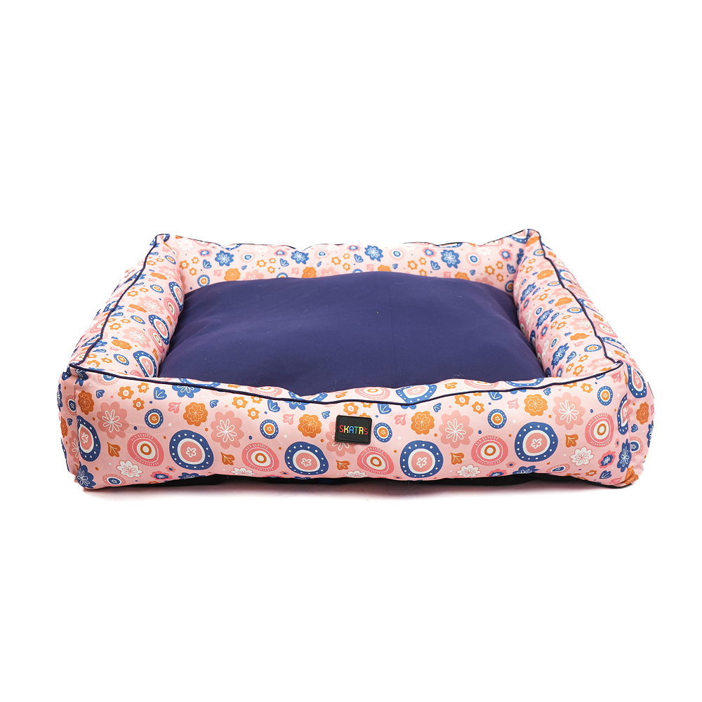 Skatrs Floral Bed for Dogs & Cats (Pink/Blue) Both-Bedding, Mats & Travel Supplies Skatrs