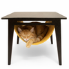 FurryLiving Lola Side Table with Perch Fabric for Cats (Dark Brown/Yellow) Cats-Furniture FurryLiving Dropship 24x24x20in