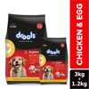 Drools Chicken and Egg Puppy Dog Dry Food Dogs- Dry Food Drools 3kg+1.2kg