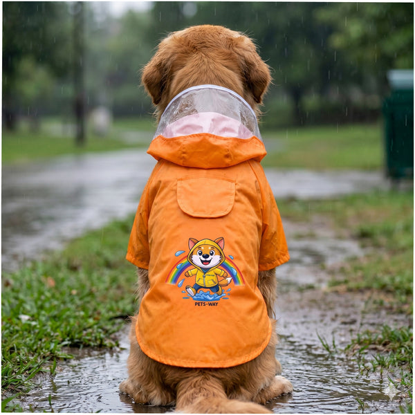 Pets Way Mistiq Orange Rainbhaw Raincoat for Dogs