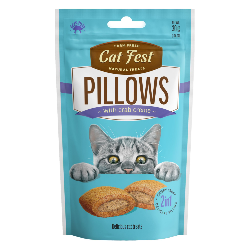 Catfest Pillows with Crab Cream Cat Treats