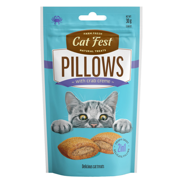 Catfest Pillows with Salmon and Crab Cream Cat Treats Combo