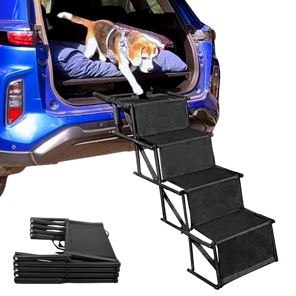 FurryLiving Foldable Pet Stair Ramp for Dogs and Cats (Black) Both-Furniture FurryLiving Dropship 94x76x46cm