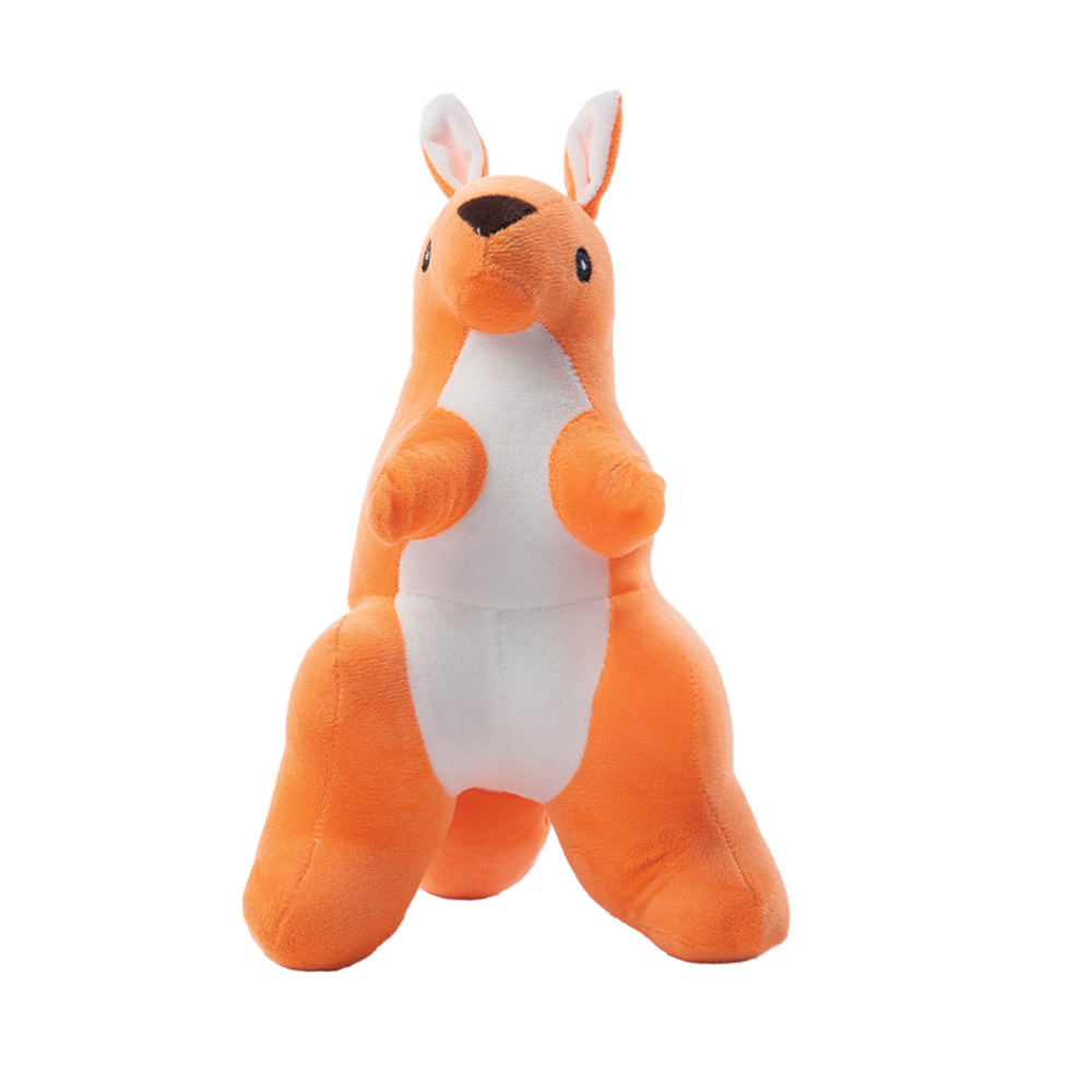 Kibbo Non Toxic & Durable Soft Stuffed Kangaroo Chew Toy for Dogs and Cats (Neon Red) Both-Toys Kibbo