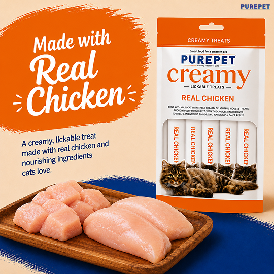 Purepet Real Chicken Lickable Creamy Treats for Cats