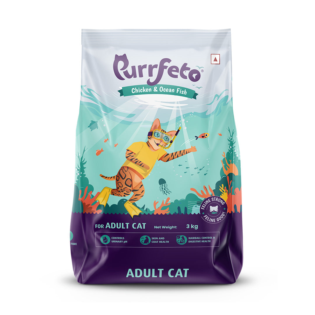 Purrfeto Chicken and Ocean Fish Dry and Ocean Fish in Gravy Adult Cat Wet Food Combo Exclusive Combo Purrfeto