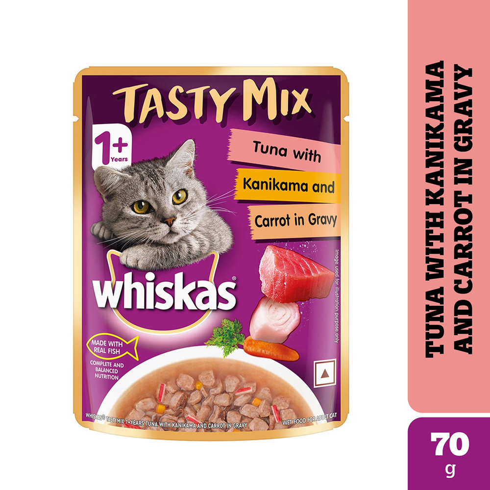 Whiskas Tuna with Kanikama And Carrot in Gravy Tasty Mix Adult Cat Wet Food Cats-Wet Food Whiskas