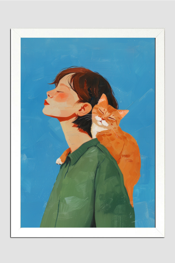 EverythingBoho Cat & Me Wall Art (White)