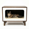 FurryLiving Telly Side Table with Cushion for Small Dogs and Cats (Dark Brown/Cream Cushion) Both-Furniture FurryLiving Dropship 20x12x16in