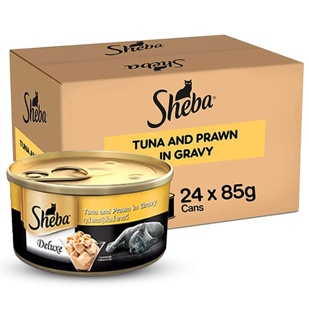 Sheba Tuna Fillet & Whole Prawns in Gravy Premium Cat Wet Food Cats-Wet Food Sheba 24x85g