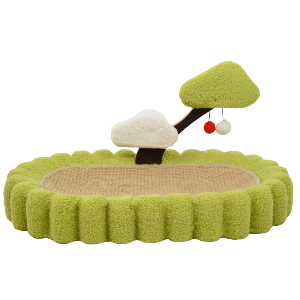 FurryLiving Zen Garden Bed and Scratcher Mat with Hanging Toy for Cats Cats-Bedding, Mats & Travel Supplies FurryLiving Dropship 114x80x22cm