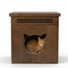 FurryLiving Meraki Cabinet with Cushion for Small Dogs and Cats (Dark Brown/ Red Cushion) Both-Furniture FurryLiving Dropship 24x20x24in