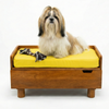 FurryLiving Hibachi Bed with Storage for Dogs (Honey/Yellow Cushion) Both-Furniture FurryLiving Dropship M:30x18x14in
