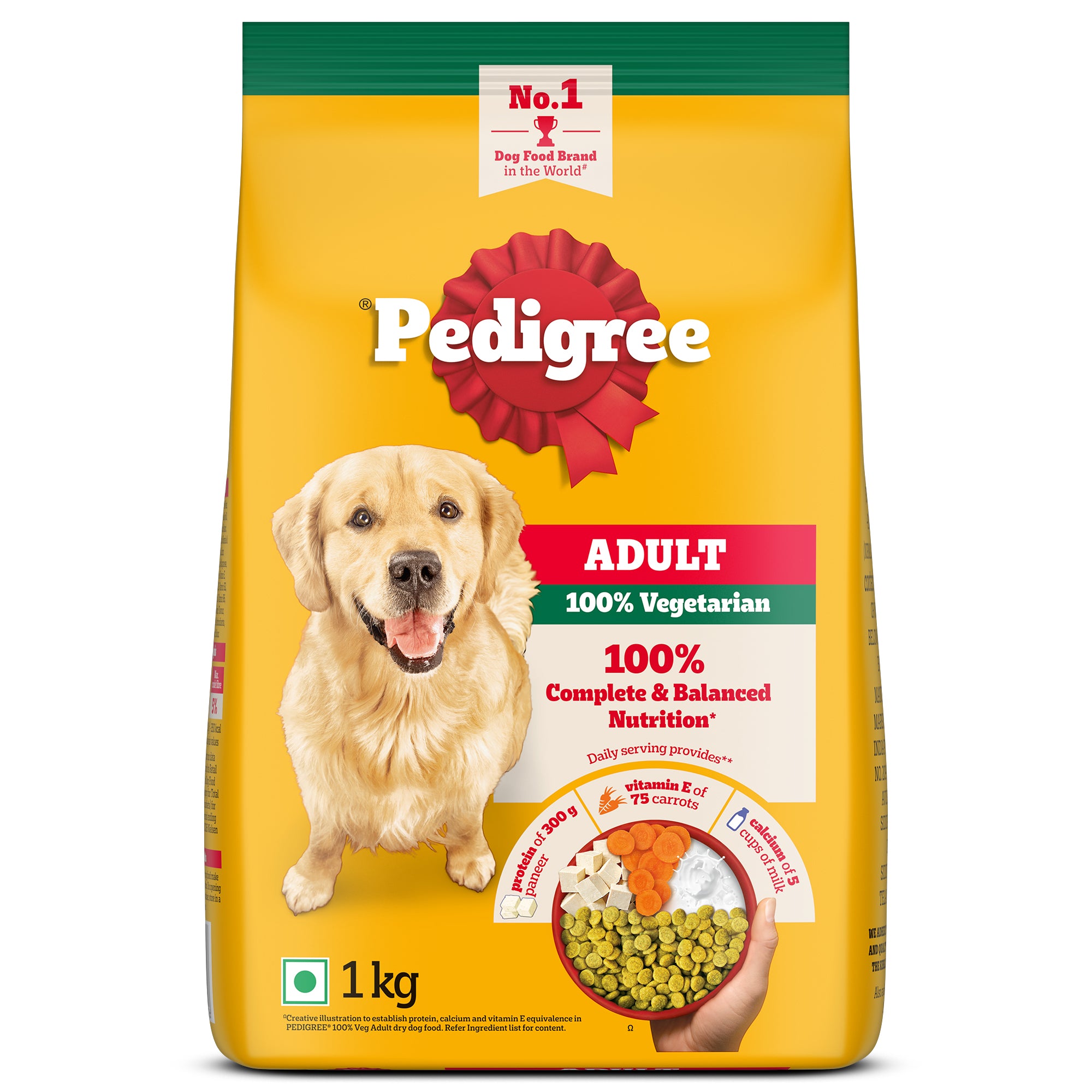 Pedigree 100% Vegetarian Adult Veg Dog Dry Food Dogs- Dry Food Pedigree 1kg