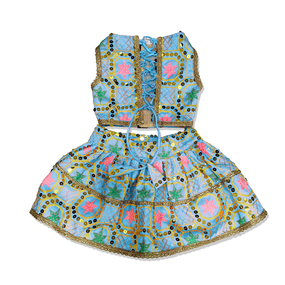 Pawsindia Traditional Desi Diva Lehenga Choli Set for Cats (Sky Blue) Cats-Clothing & Accessories Pawsindia Dropship
