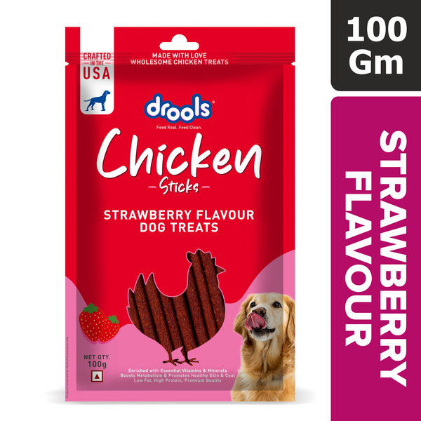 Drools Strawberry Flavour Chicken Sticks Treat for Dogs