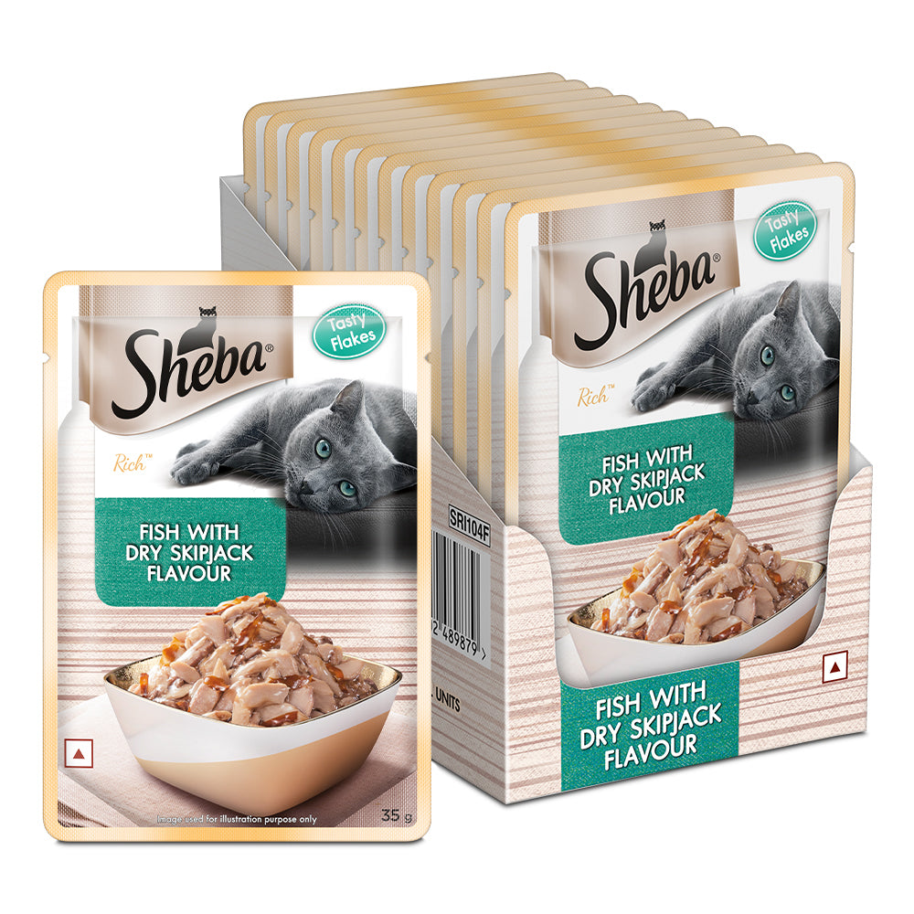 Sheba Fish with Dry Bonito or Skipjack Premium Cat Wet Food Cats-Wet Food Sheba