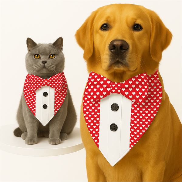 PawsIndia Valentines Edition Sweet Heart Printed Tuxedo for Dogs and Cats