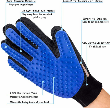 Chullbull Grooming Bath Gloves for Dogs (Blue/Black)