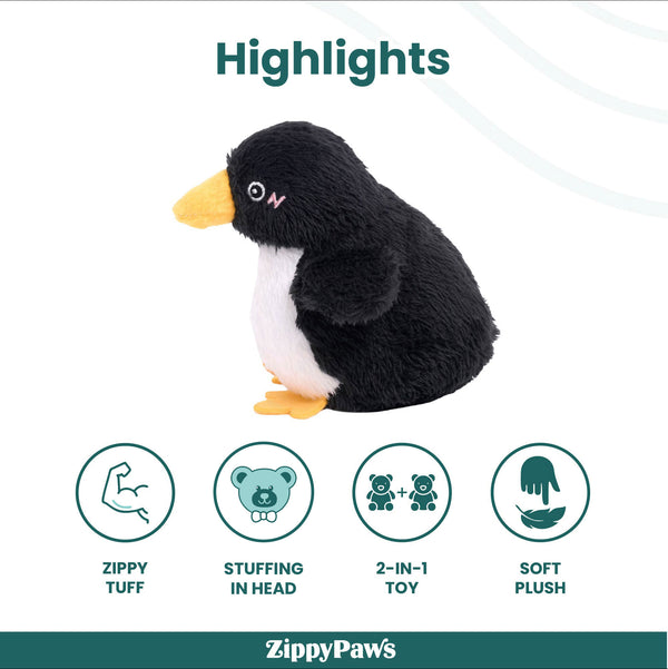 Zippy Paws ZippyTuff 2 in 1 Birdiez Penguin Plush Toy for Dogs