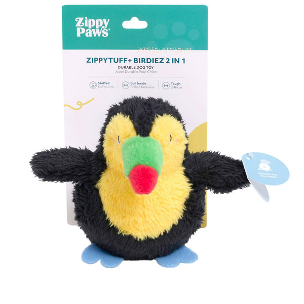 Zippy Paws ZippyTuff 2 in 1 Birdiez Toucan Plush Toy for Dogs
