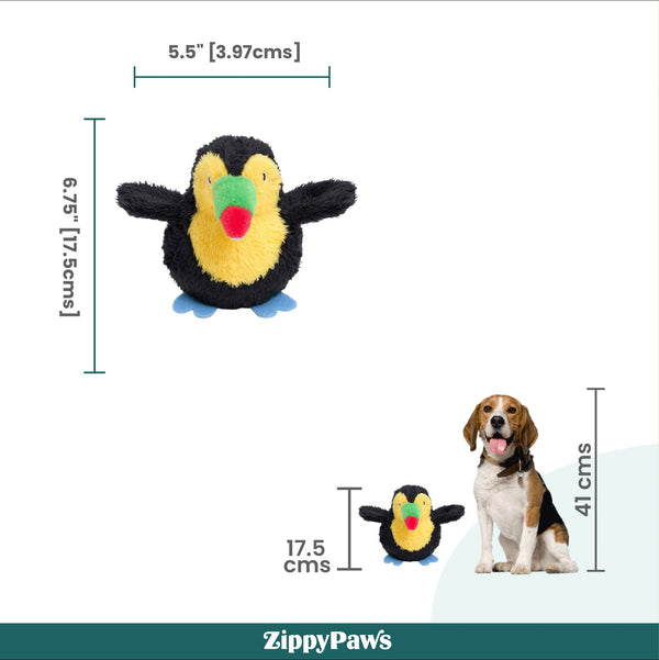 Zippy Paws ZippyTuff 2 in 1 Birdiez Toucan Plush Toy for Dogs