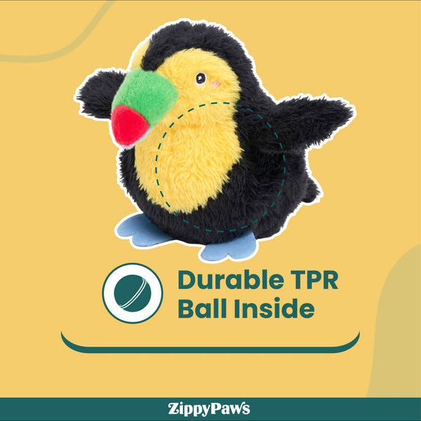 Zippy Paws ZippyTuff 2 in 1 Birdiez Toucan Plush Toy for Dogs