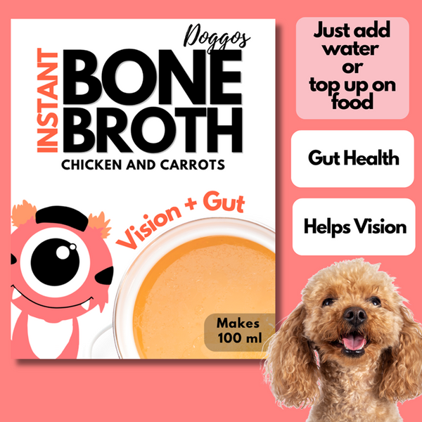 Doggos Instant Chicken and Carrots Bone Broth Gut and Vision Formula (Makes 100ml) for Cats and Dogs