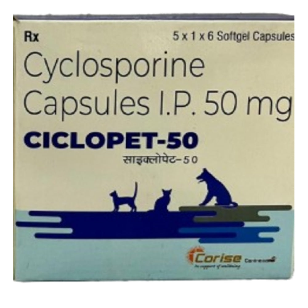 Corise Ciclopet 50mg Tablet (Cyclosporine) for Dogs and Cats Supertails