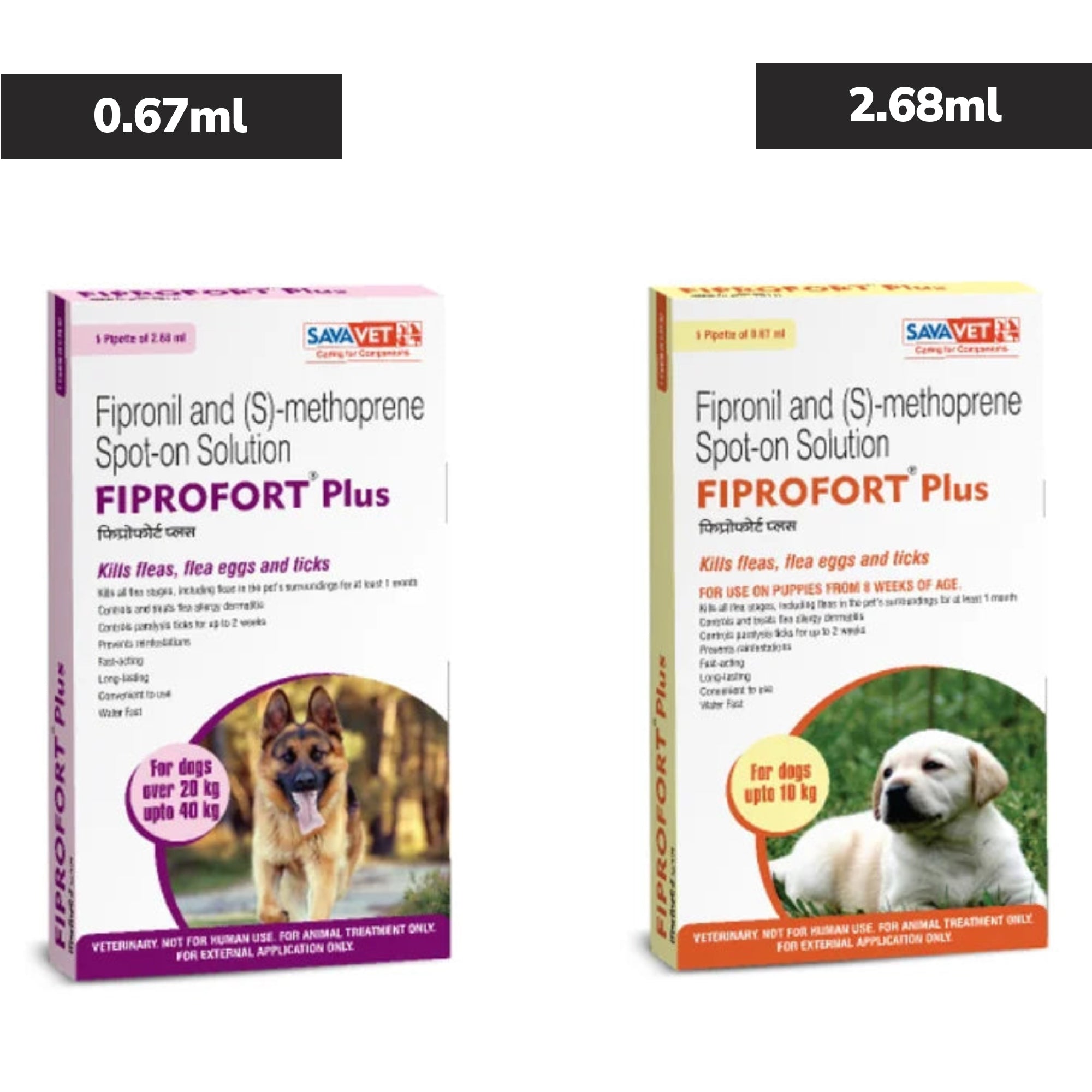 Savavet Fiprofort Plus Spot-On for Dogs Upto 10 kg and 20 to 40 kg Combo Dogs-Pharmacy Exclusive Combo Upto 10kg + 20-40kg